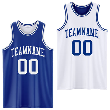 Custom Royal White Reversible Double Side Basketball Jersey