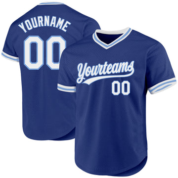 Custom Royal White-Light Blue Authentic Throwback Baseball Jersey