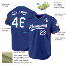 Load image into Gallery viewer, Custom Royal Purple-Teal Authentic Throwback Baseball Jersey
