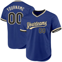 Load image into Gallery viewer, Custom Royal Black-Cream Authentic Throwback Baseball Jersey
