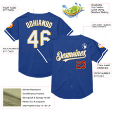 Load image into Gallery viewer, Custom Royal Red-Old Gold Mesh Authentic Throwback Baseball Jersey
