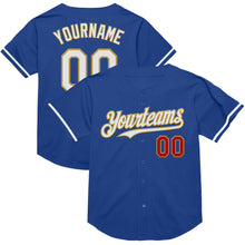 Load image into Gallery viewer, Custom Royal Red-Old Gold Mesh Authentic Throwback Baseball Jersey
