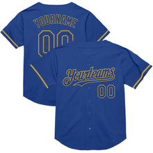 Load image into Gallery viewer, Custom Royal Old Gold Mesh Authentic Throwback Baseball Jersey
