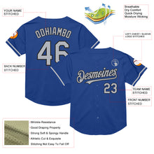 Load image into Gallery viewer, Custom Royal Gray-Black Mesh Authentic Throwback Baseball Jersey
