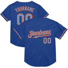 Load image into Gallery viewer, Custom Royal Powder Blue-Orange Mesh Authentic Throwback Baseball Jersey
