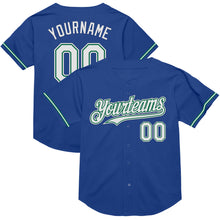 Load image into Gallery viewer, Custom Royal White-Kelly Green Mesh Authentic Throwback Baseball Jersey
