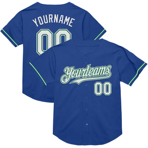 Custom Royal White-Kelly Green Mesh Authentic Throwback Baseball Jersey