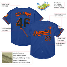 Load image into Gallery viewer, Custom Royal Black-Orange Mesh Authentic Throwback Baseball Jersey
