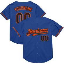 Load image into Gallery viewer, Custom Royal Black-Orange Mesh Authentic Throwback Baseball Jersey
