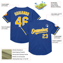 Load image into Gallery viewer, Custom Royal Gold-White Mesh Authentic Throwback Baseball Jersey
