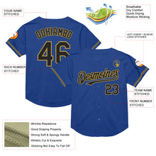 Load image into Gallery viewer, Custom Royal Black-Old Gold Mesh Authentic Throwback Baseball Jersey
