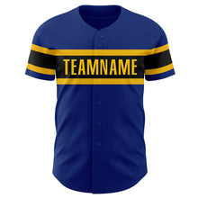 Load image into Gallery viewer, Custom Royal Black-Yellow Authentic Baseball Jersey
