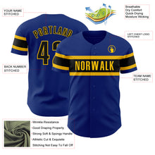 Load image into Gallery viewer, Custom Royal Black-Yellow Authentic Baseball Jersey
