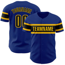 Load image into Gallery viewer, Custom Royal Black-Yellow Authentic Baseball Jersey
