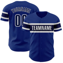 Load image into Gallery viewer, Custom Royal Navy-White Authentic Baseball Jersey
