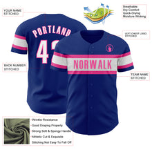 Load image into Gallery viewer, Custom Royal White-Pink Authentic Baseball Jersey
