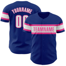 Load image into Gallery viewer, Custom Royal White-Pink Authentic Baseball Jersey
