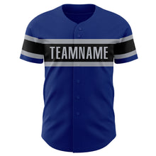 Load image into Gallery viewer, Custom Royal Gray-Black Authentic Baseball Jersey
