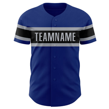 Custom Royal Gray-Black Authentic Baseball Jersey