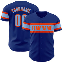 Load image into Gallery viewer, Custom Royal Light Blue-Orange Authentic Baseball Jersey
