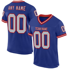 Load image into Gallery viewer, Custom Royal Gray-Red Mesh Authentic Throwback Football Jersey
