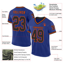 Load image into Gallery viewer, Custom Royal Black-Orange Mesh Authentic Throwback Football Jersey
