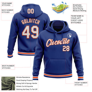 Custom Stitched Royal White-Orange Sports Pullover Sweatshirt Hoodie