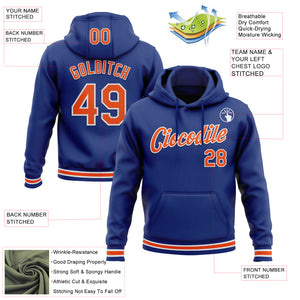 Custom Stitched Royal Orange-White Sports Pullover Sweatshirt Hoodie