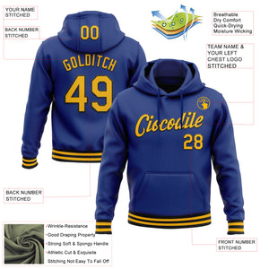 Custom Stitched Royal Gold-Black Sports Pullover Sweatshirt Hoodie