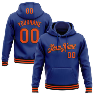 Custom Stitched Royal Orange-Black Sports Pullover Sweatshirt Hoodie