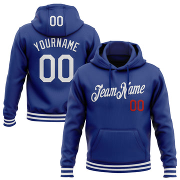 Custom Stitched Royal White-Red Sports Pullover Sweatshirt Hoodie