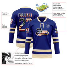 Load image into Gallery viewer, Custom Royal Vintage USA Flag-Cream Hockey Lace Neck Jersey
