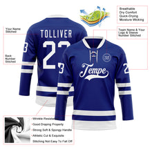 Load image into Gallery viewer, Custom Royal White Hockey Lace Neck Jersey
