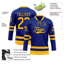 Load image into Gallery viewer, Custom Royal Gold Hockey Lace Neck Jersey
