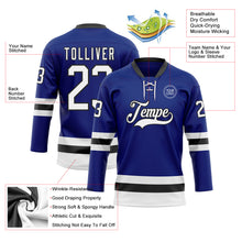 Load image into Gallery viewer, Custom Royal White-Black Hockey Lace Neck Jersey
