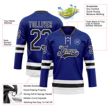 Load image into Gallery viewer, Custom Royal Black-White Hockey Lace Neck Jersey
