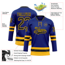 Load image into Gallery viewer, Custom Royal Black-Gold Hockey Lace Neck Jersey
