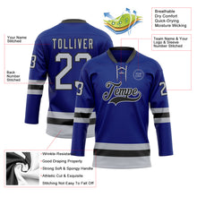 Load image into Gallery viewer, Custom Royal Gray-Black Hockey Lace Neck Jersey
