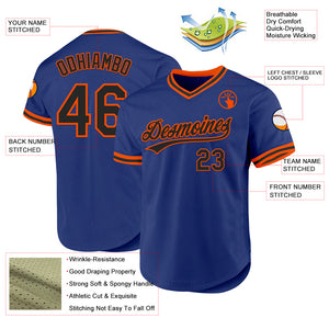 Custom Royal Black-Orange Authentic Throwback Baseball Jersey