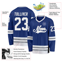 Load image into Gallery viewer, Custom Royal White-Gray Hockey Jersey
