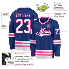 Load image into Gallery viewer, Custom Royal White-Pink Hockey Jersey
