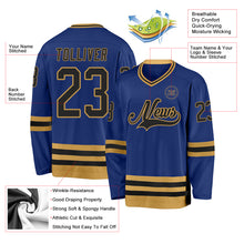 Load image into Gallery viewer, Custom Royal Black-Old Gold Hockey Jersey
