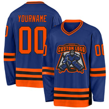 Load image into Gallery viewer, Custom Royal Orange-Black Hockey Jersey
