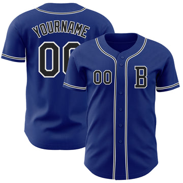 Custom Royal Black-White Authentic Baseball Jersey