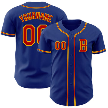 Custom Royal Red-Gold Authentic Baseball Jersey