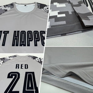 Custom Gray Black-Camo Sublimation Soccer Uniform Jersey