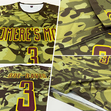 Load image into Gallery viewer, Custom Camo Brown-Gold Sublimation Salute To Service Soccer Uniform Jersey
