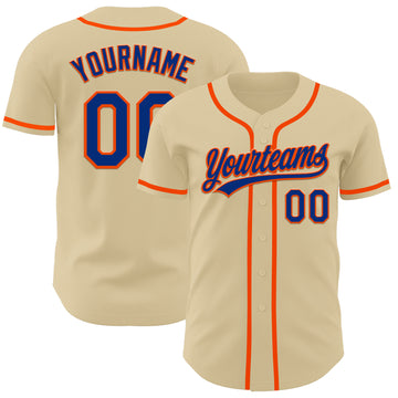 Custom Sand Royal-Orange Authentic Baseball Jersey