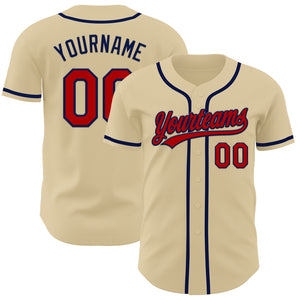 Custom Sand Red-Navy Authentic Baseball Jersey