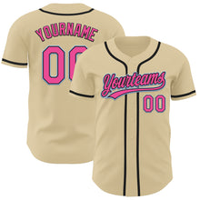 Load image into Gallery viewer, Custom Sand Pink Black-Light Blue Authentic Baseball Jersey
